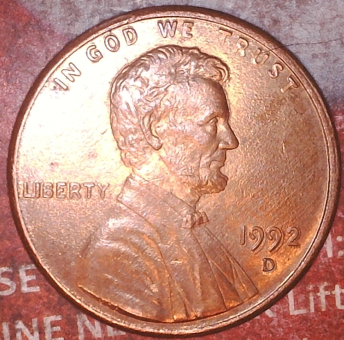 1992-D-Lincoln-Penny.-DDO,-DDR,-Cladding-Issue